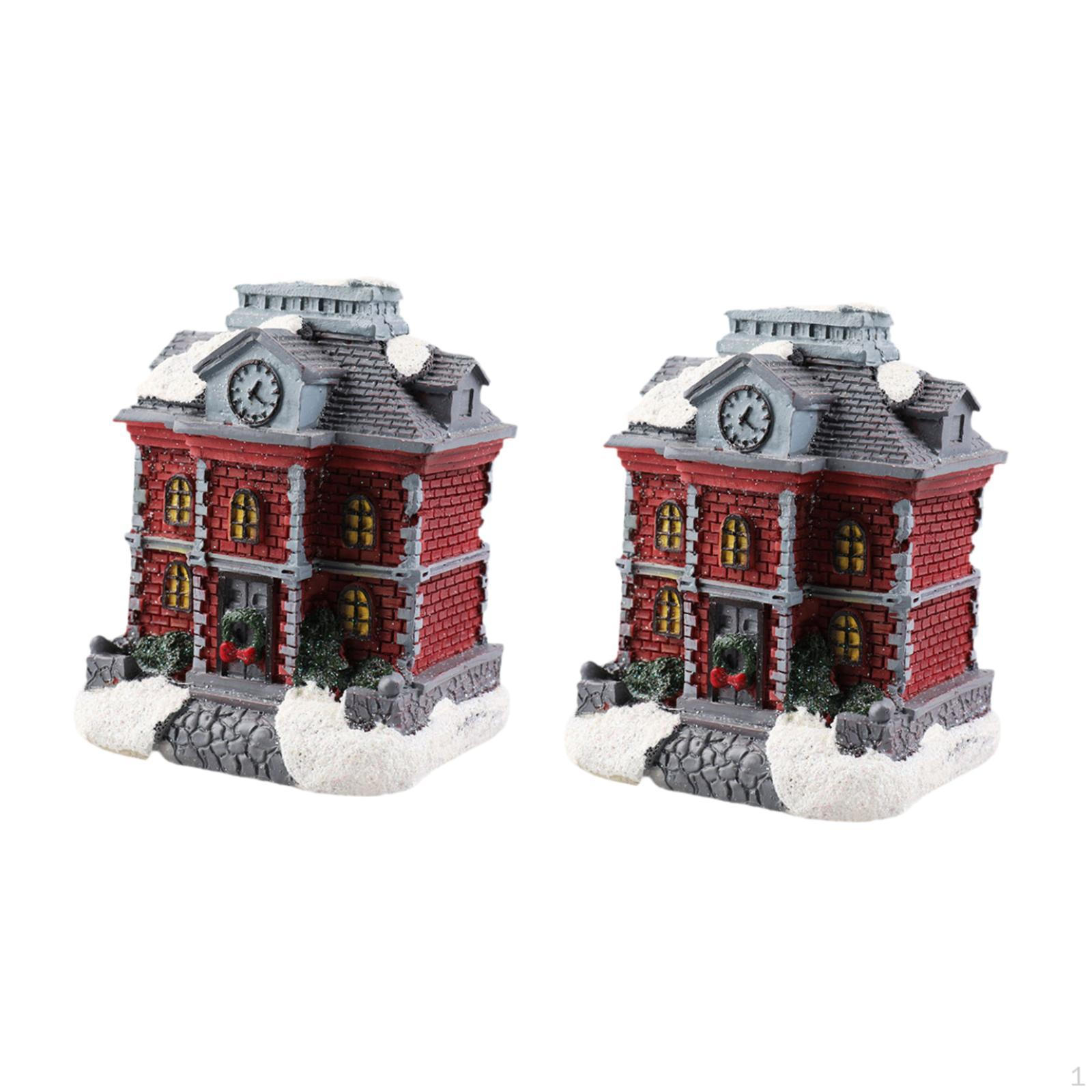 

2 шт. Фигурки с подсветкой в виде рождественской деревни, настольные украшения, скульптуры для дома Red Gray