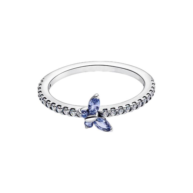 New 925 Silver Three-Leaf Clover Alphabet Heart Flower Women's Ring Suitable for Wedding Party Fashion DIY Gift