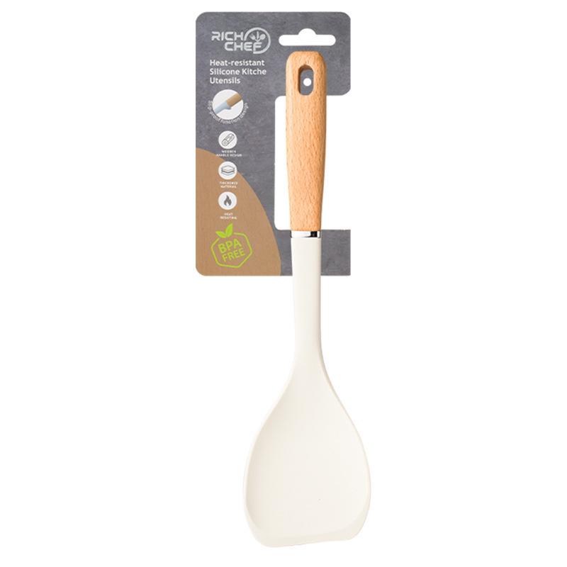Non-Stick Silicone Kitchenware Set: Soup Ladle, Spatula, and Stir-Fry Shovel - Heat Resistant and Food-Grade Materials.