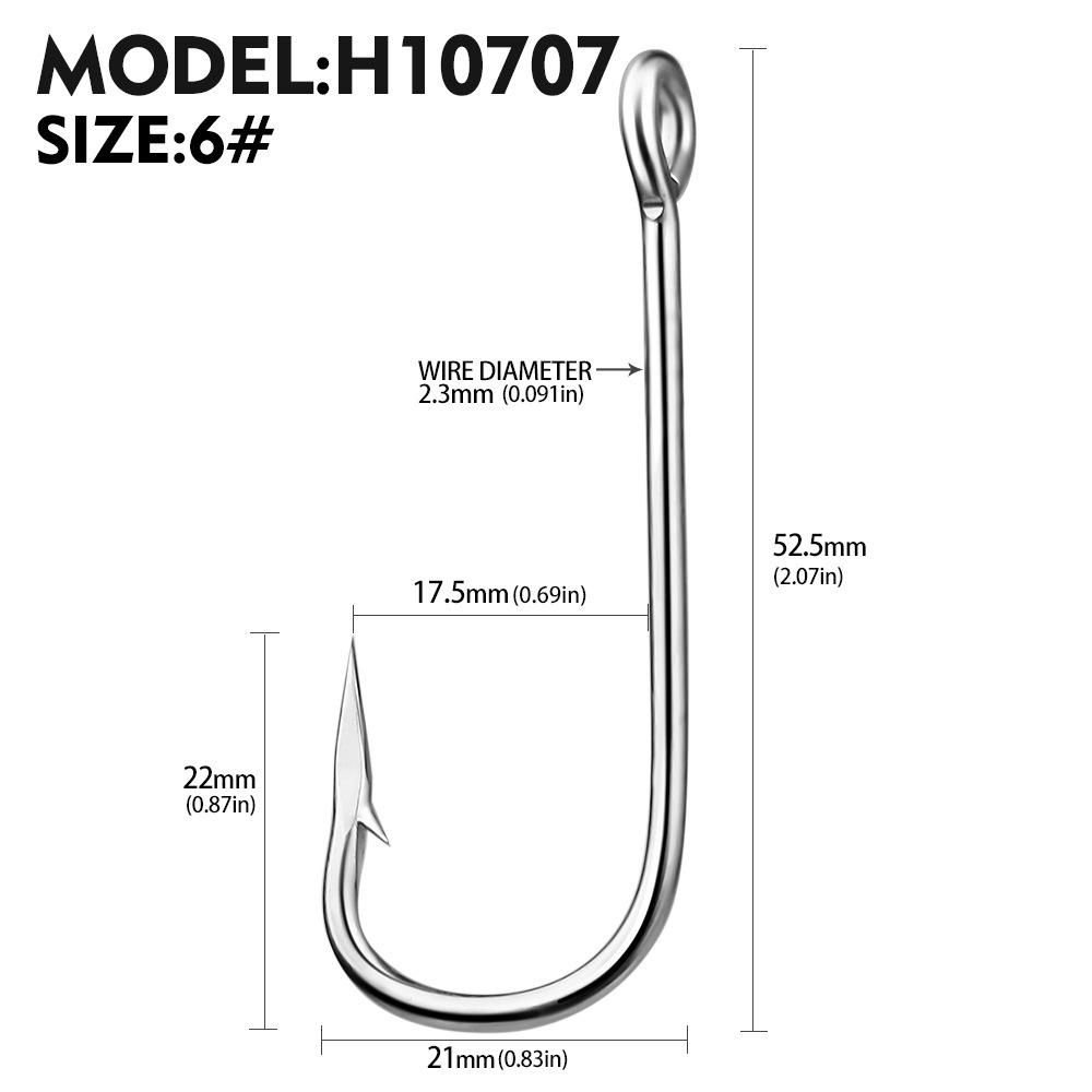 

Одинарный крючок для ловли рыбы на скалах с зазубринами, крючок для морской рыбалки, длинная ручка из высокоуглеродистой стали Luya с отверстием и петлей, 100 шт./упаковка 6# (100 pieces/pack)