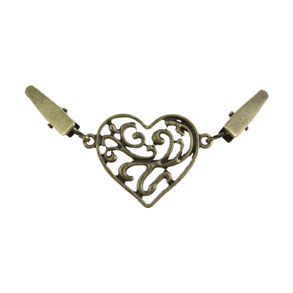 

Women S Cardigan Sweater Shirt Needle Alloy Shawl Brooch Heart Buckle бронзовый