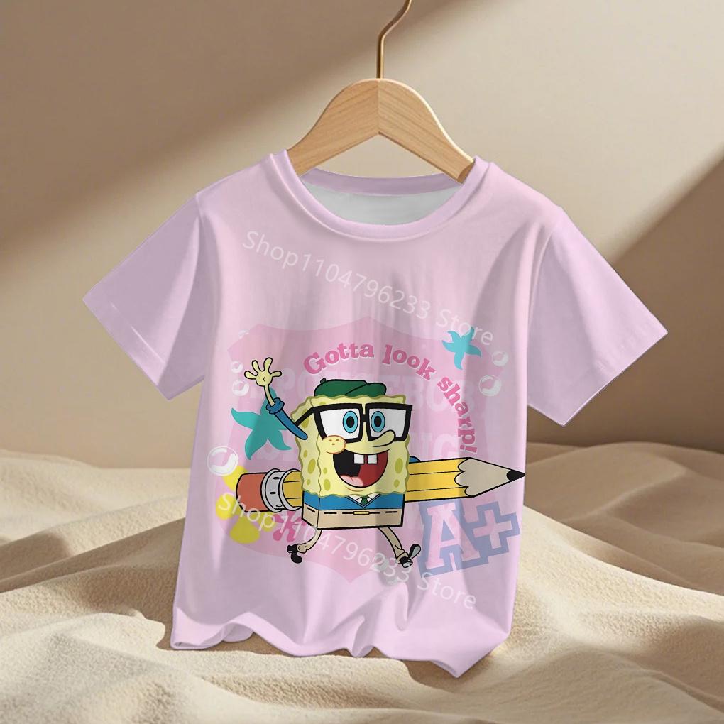 Fashion SpongeBob Kids Cartoon Anime Boys Girls Summer Fashion Casual Men's Women's Tshirts Children Adult Parent Child T Shirts