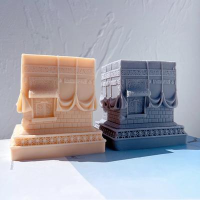 Kaaba Figurine Silicone Candle Mold Islamic Home Decoration Silicone Mold Ramadan Table Decor Soy Wax Mold Islamic Home Art
