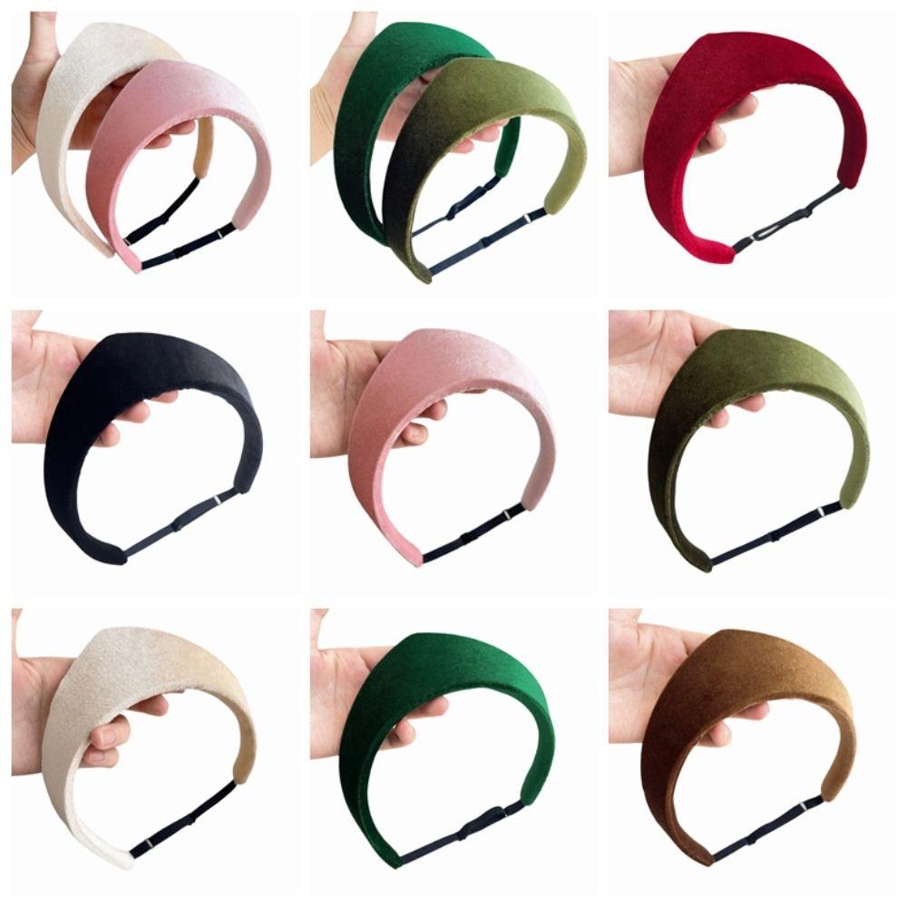 Elegant Velvet Crown Headband Multiple Colors European Hairband Smooth Texture Headwear  Women