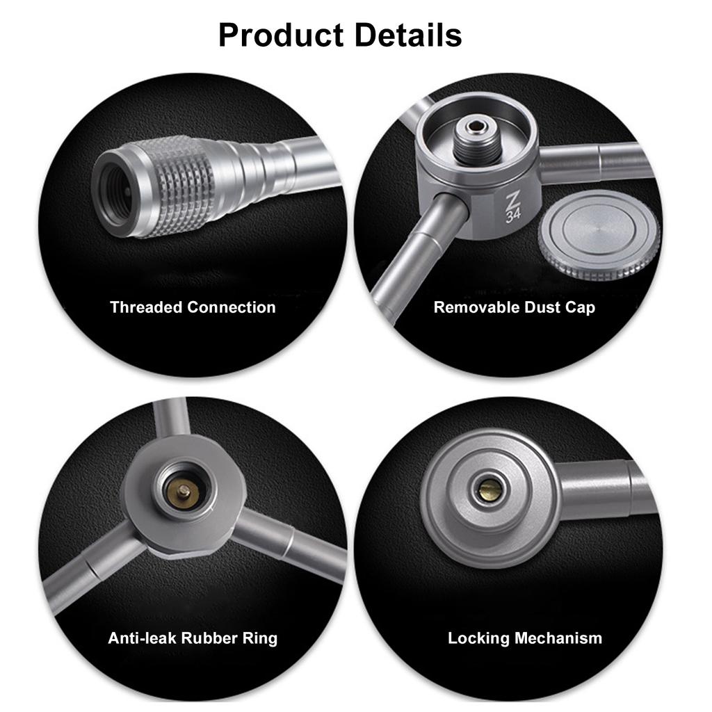 Camping Gas Tank Connector 1 to 4 Outdoor Gas Tank Adapter with Extension Rod for Gas Lamps