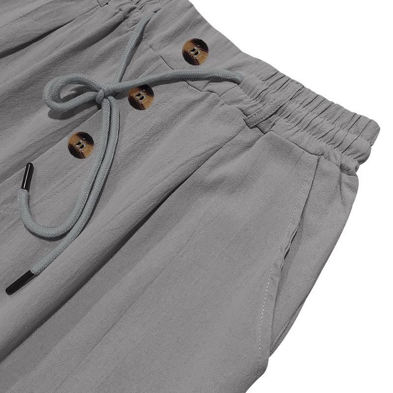 Spring and Summer Lace-up Pants Men's Breathable   Linen Loose Casual Sports Trousers Men