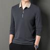 Spring And Autumn New Men'S Long Sleeve T-Shirt Loose Casual Polo Shirt Middle Aged Collar Top Men'S Wear