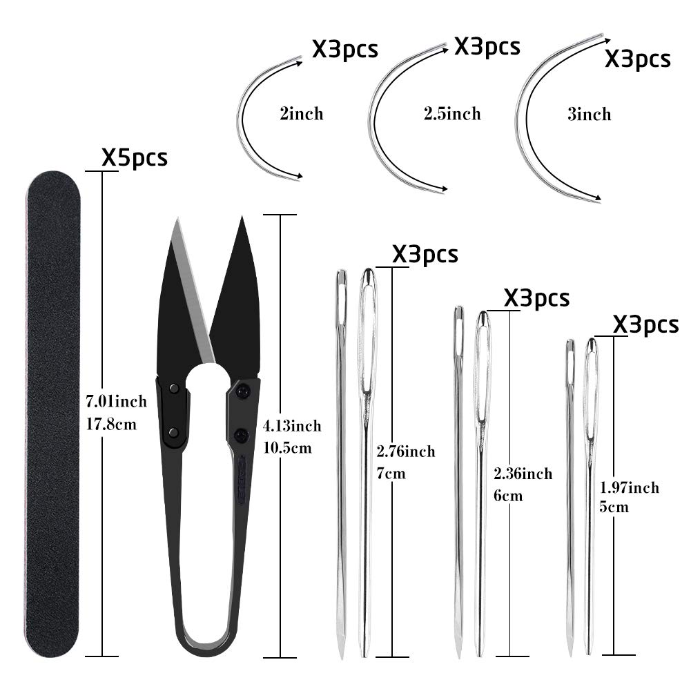 Fenrry Leather Pony Table Desktop Pony Horse Clamp with Large Eye Sewing Needles and Nail Files for DIY Leather Hand Stitching