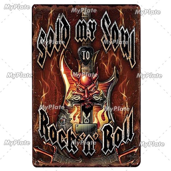 Hudba Gitar Vintage Plechová cedule Plechová cedule Rock Plaketa Domov Nástěnná dekorace Barová cedule Domácí Dekor Země Plakát Drop Shipping