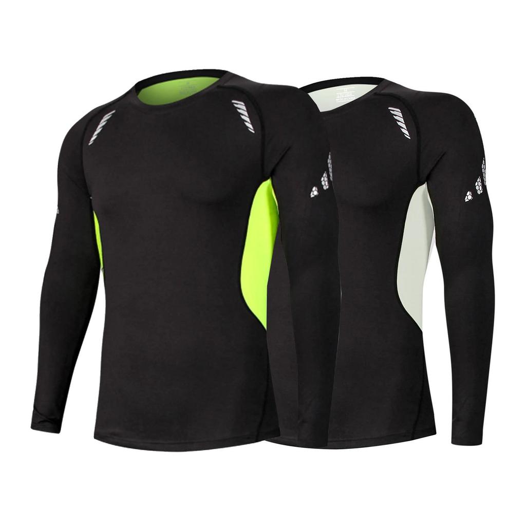 sillictor Long Sleeve Power Stretch Compression Undershirt Protection 3229 1 XL Men's [UV + Sweat-Wicking & Quick-Drying] Two-Pack -