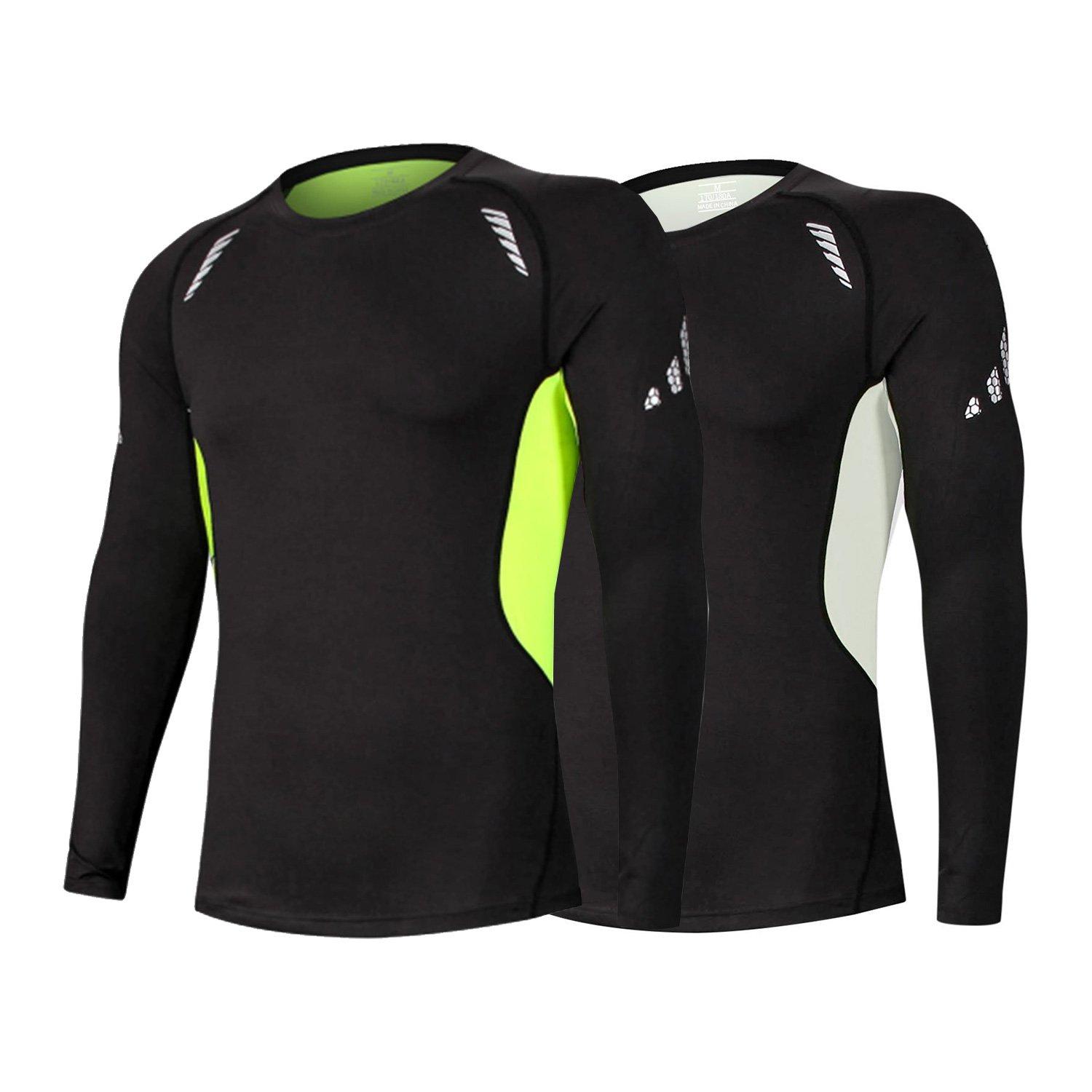 

sillictor Компрессионная футболка с длинным рукавом Power Stretch Защита 3229 1 XL Мужская [Защита от УФ + Влагоотводящая и Быстросохнущая] Упаковка из двух штук -