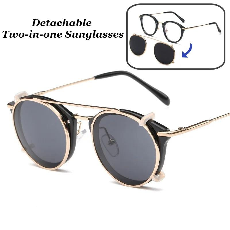 Two Usage Flip Cover Punk Sunglasses Retro Double Layer Steampunk Flip-Up Sun Glasses Black Shades Glasses Computer Eyeglasses