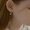 Lewe Pearl Tie Ribbon One-touch Earring (Silver/Gold)