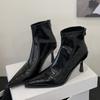 Eilyken  New Spring Autumn Fashion Designer Pointed Toe Zipper Women Ankle Boots Sexy Thin Heels Stripper Party Shoes