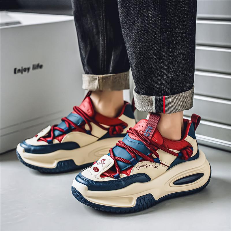 Personality Lace-up Chunky Sneakers Man Street Style Trend Men's Sneakers Low Cut Designer Platform Shoes For Man Casual Shoes