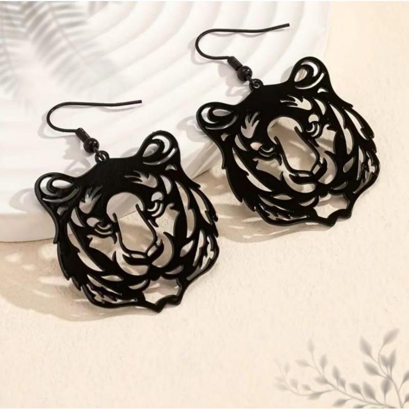 

Vintage, Hollow Fashion Personality Animal Tiger Head Punk Trend Women s Multicolor Earrings Earrings чорний