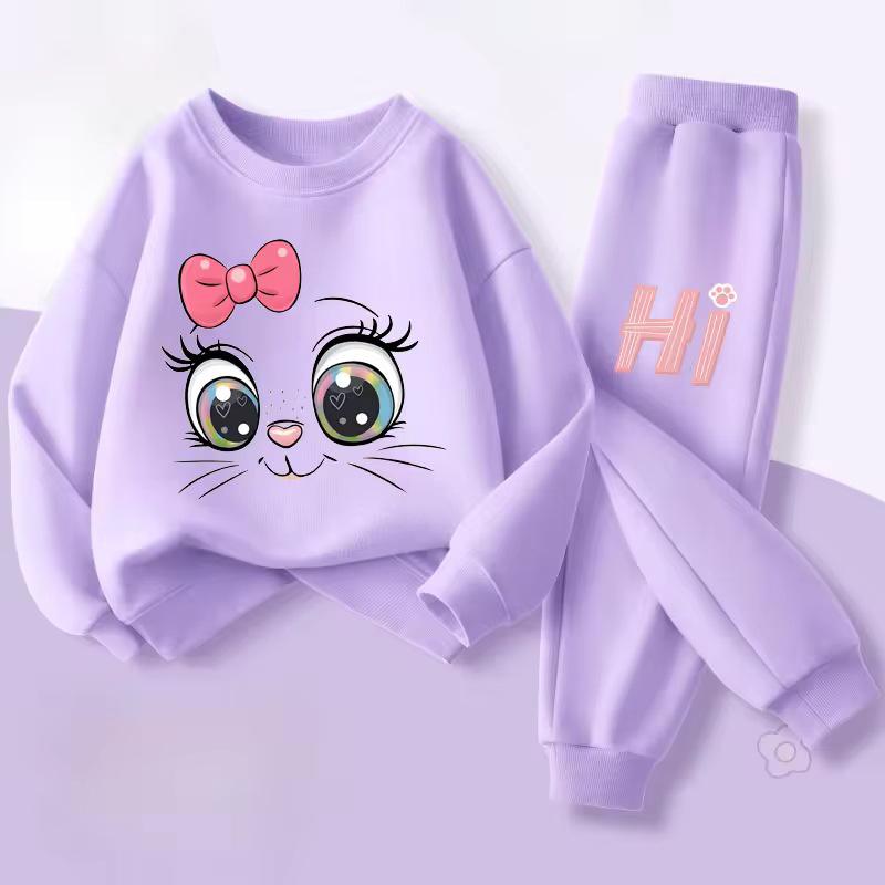 Girls' Spring Hoodie & Long Pants Set - Casual Two-Piece Outfit