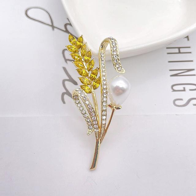 Broche Épi de Blé en Cristal, Broche Haut de Gamme pour Femme, Tempérament Luxueux, Mode et Élégante, Ornements, Centaines d'Accessoires