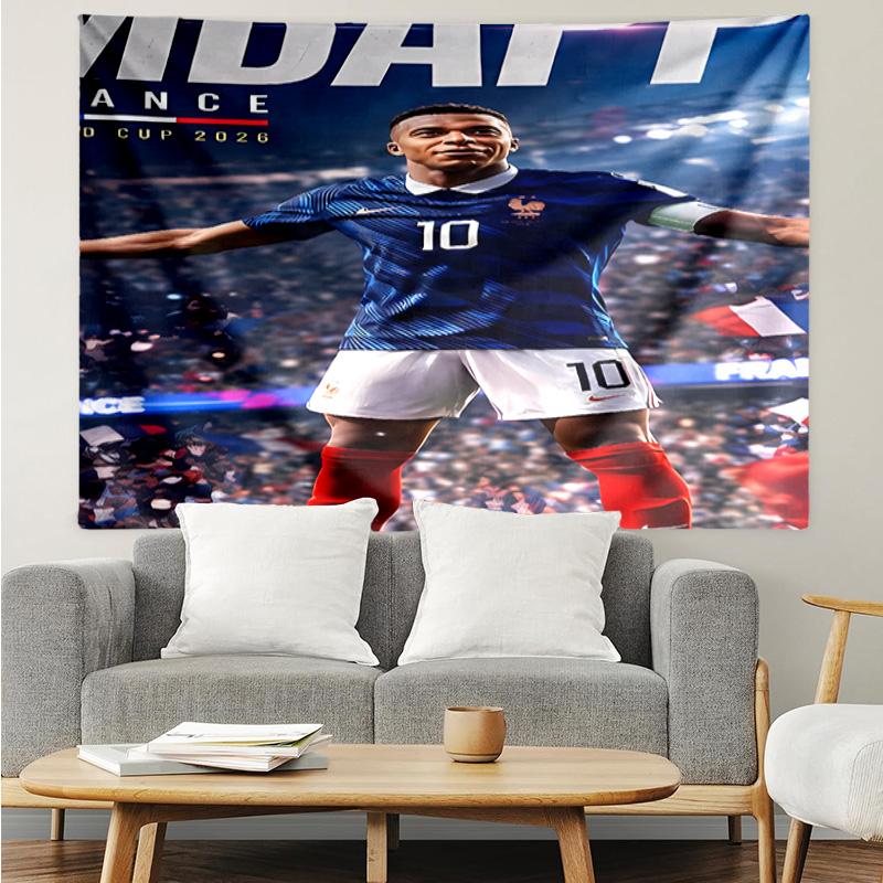 Kylian Mbappé Tapestry for Bedroom Aesthetic Classroom Tapestries Wall Hanging for Living Room Dorm Office,Ideal Creative Gift