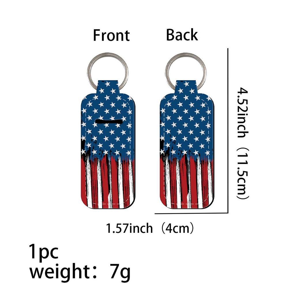 Flag Pattern Neoprene Lipstick Sleeve Keychain - Creative & Cute