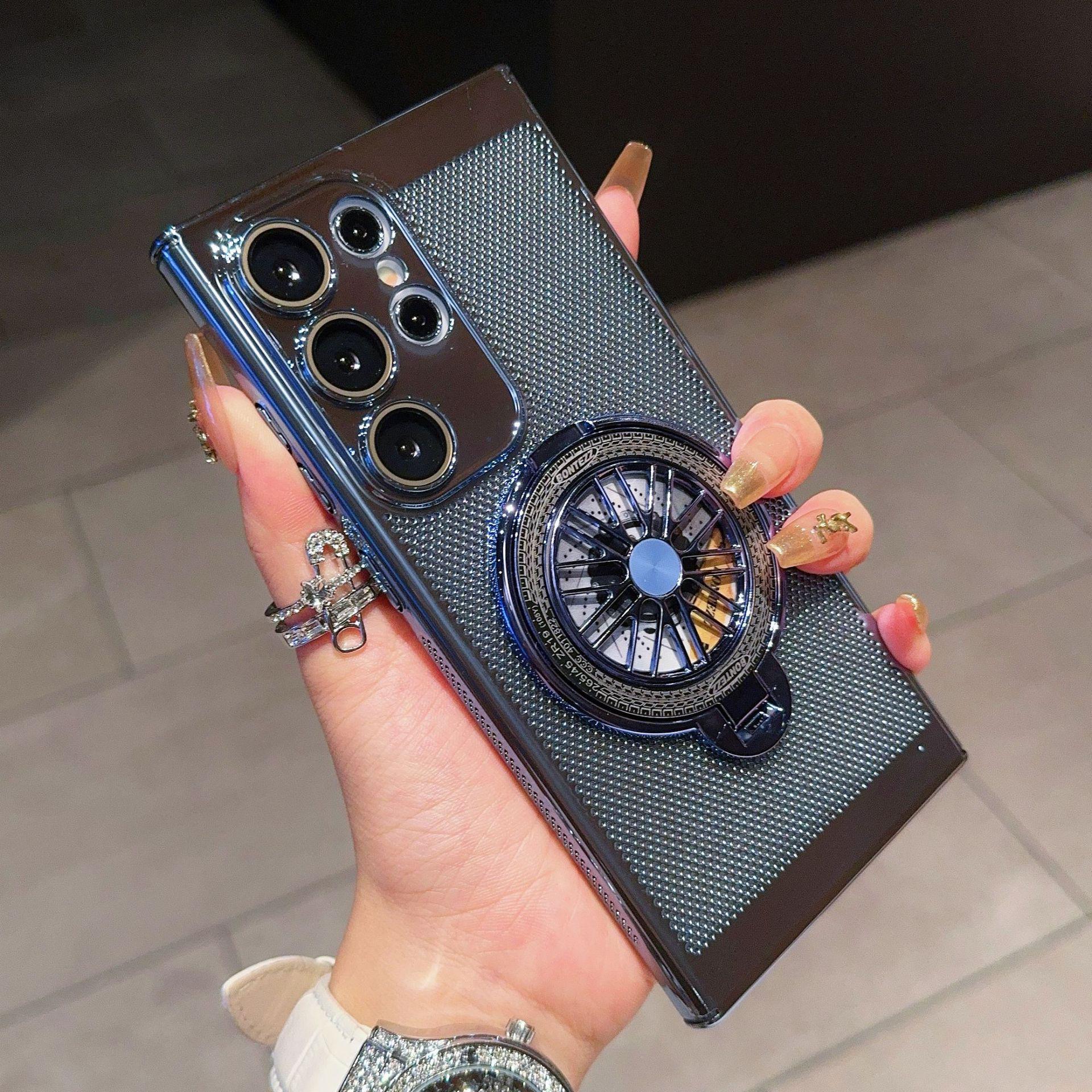 

Чехол-подставка с гироскопом Samsung S25 Ultra с сеткой для отвода тепла и защитной пленкой для объектива S24P S21 синий