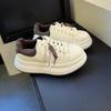 Platform White Shoes Women's 2025 Autumn New Leather Muffin Shows Small and Versatile Feet, Increases the Height of Board Shoes, Casual Sports Trend