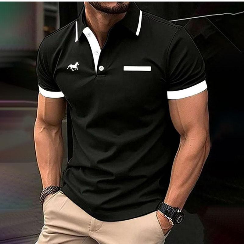 Sommar Ledig 3D Digitaltryckt Mönster Herr Kortärmad Pikétröja Mode Snabbtorkande Skjorta Topp