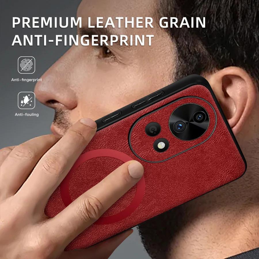 For Huawei Nova 12 12 Pro 12 Ultra 12S PU Leather Magnetic Ring Soft Edge Anti-Drop Anti-Fingerprint Phone Case
