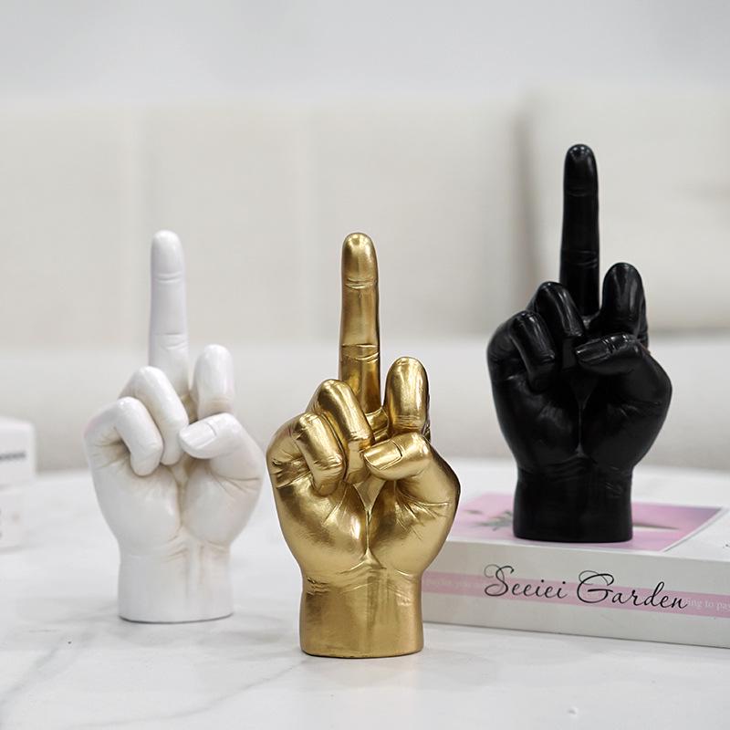 Middle Finger Sculpture: Unique Resin Decor for Home or Bedroom