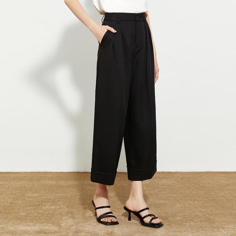 Tatu Women's High-Waist Straight-Leg Cropped Casual Trousers