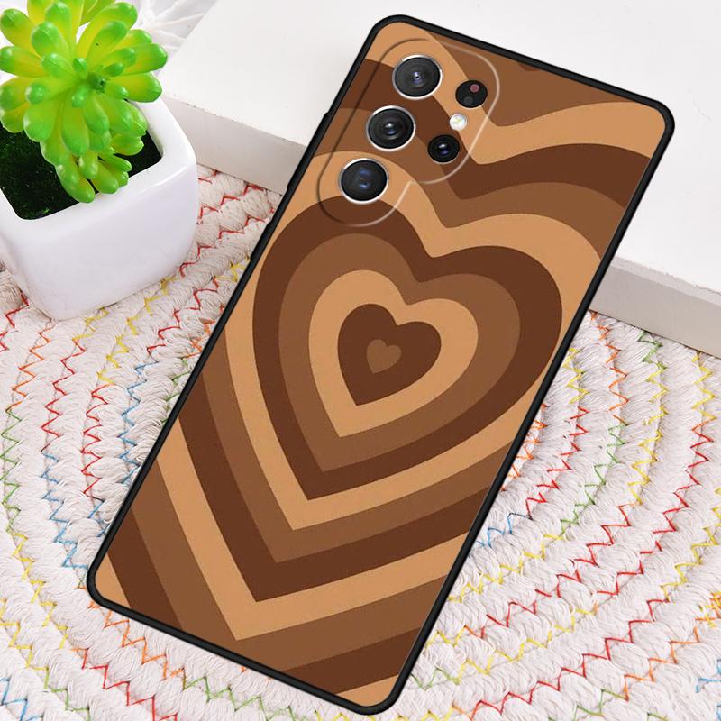 Latte Love Brown Heart Aesthetic soft Phone Case For Samsung Galaxy note 10 pro S26 S25 S24 S23 S22 S21 Plus Ultra Cover