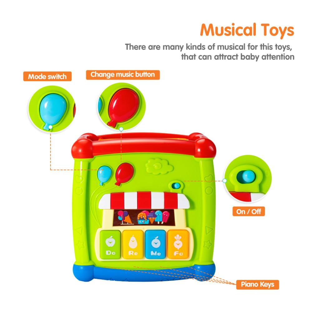 Tumama Multifunctional Musical Toys Toddler Baby Box Music Activity Cube Gear Clock Blocks Toys