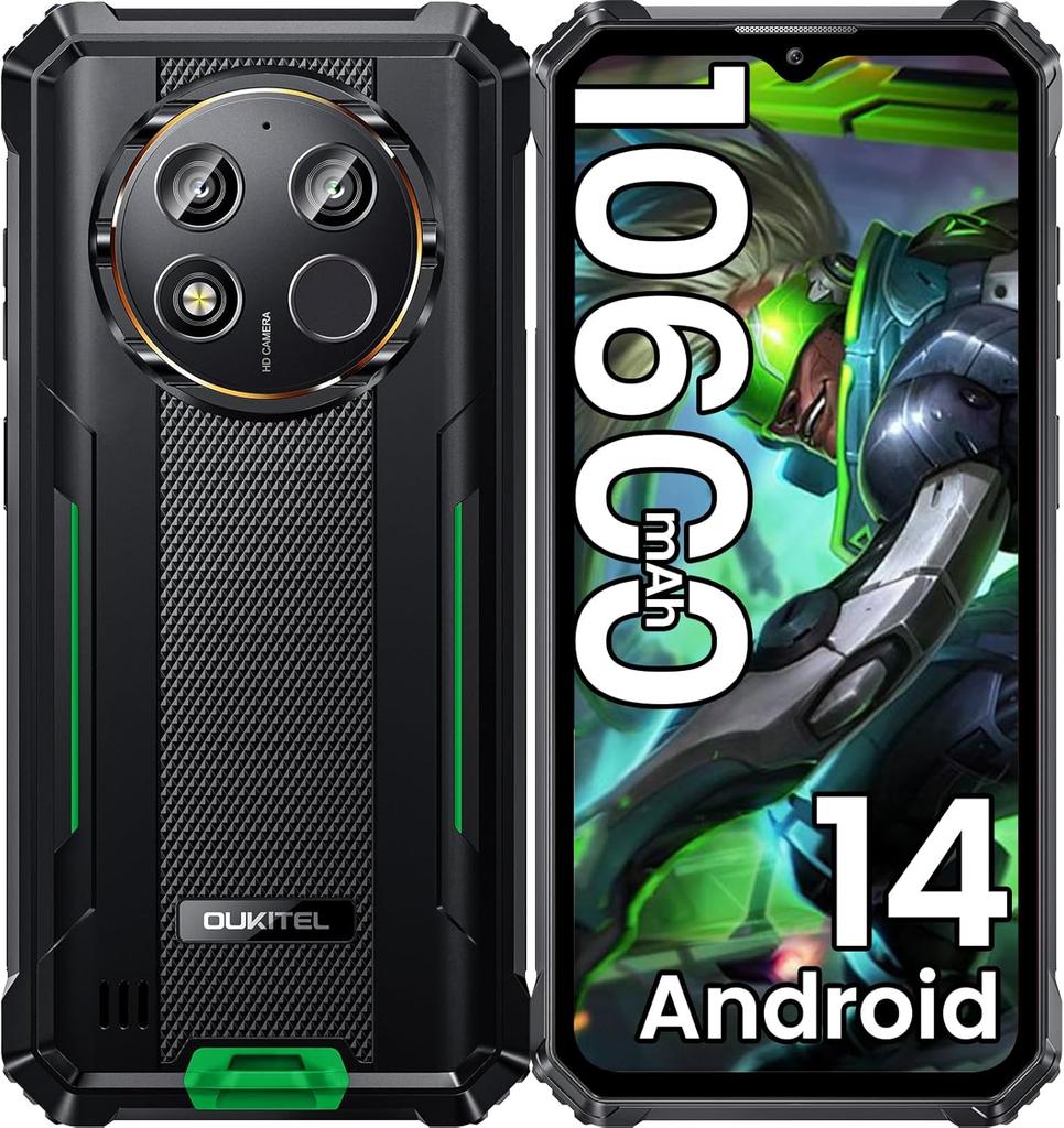 Oukitel WP28E Rugged Cell Phone, 6.52-inch HD+ Display, 10600mAH Smartphone,8GB+64GB, IP68 &IP69K & MIL-STD-810H, Rear Camera 13MP