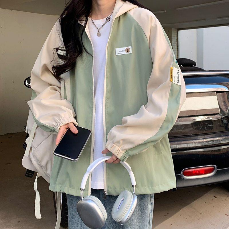American Retro Splicing Hooded Baseball Uniform Spring and Autumn New Loose Korean Student All-match Fashion Brand Coat Children