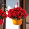 Long-lasting Decorative Flowers 1/6/12Pcs Artificial Geranium Flower with Green Leaves Realistic UV Resistant No Fading Fake Silk Indoor Outdoor