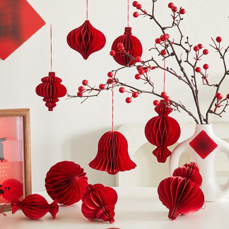 1PC Unfolding Hung Modern Aesthetics Spring Festival Origami Lantern Balcony Eastern Tradition Decorative Magnetic Living Room