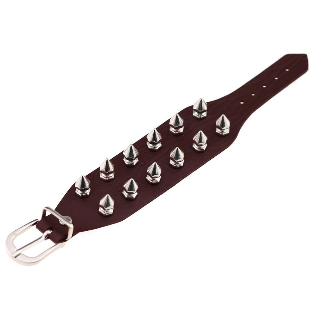 Unique Cuspidal Spikes Rivet Stud Wide Cuff Leather Punk Gothic Rock Unisex Bangle Bracelet Woman Men Jewelry