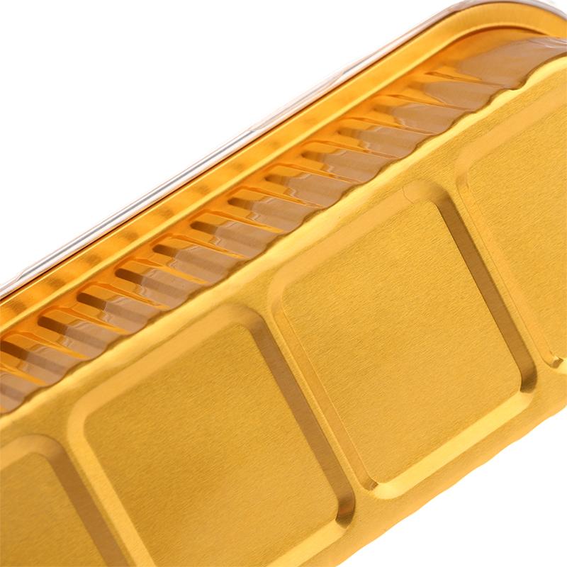 10Pcs Reusable Rectangle Aluminum Foil Tin Cup With Lids Pudding Cake Mold Air Fryer Small Baking Tray Baking Pastry Tools