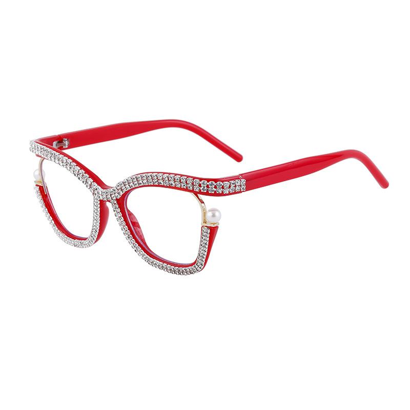 Personalized Diamond-Set Flat Glasses Frame For Women, Cat Eye Can Be Matched With Myopia Glasses Frame For Women