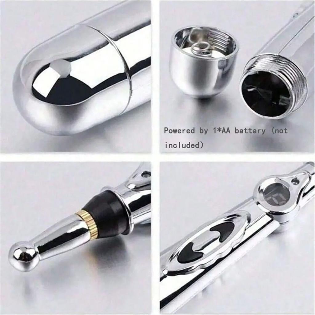 Elektryczny długopis do masażu Regulowany do masażu ciała, pleców, dłoni, Naciskaj i relaksuj mięśnie, Zasilany bateryjnie Srebrny