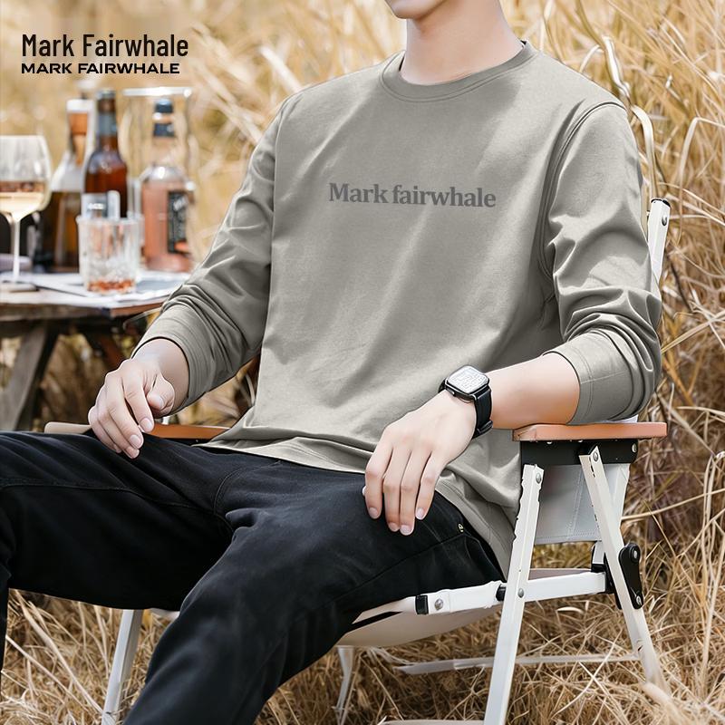 MARK FAIRWHALE Men s American Letter Print Long-Sleeve T-Shirt 3XL