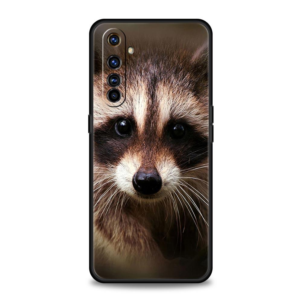 

Soft TPU Case For Realme C67 C63 C55 C53 C25 C21 10 11 12 13 GT 2 3 5 Pro Plus 5G Shockproof Phone Cover Cute Animal Raccoon Bag Realme C55 4G
