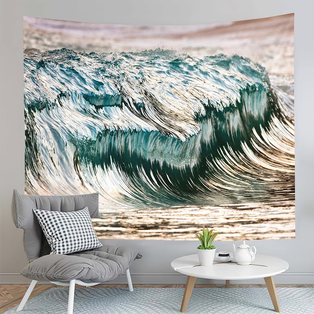 Blue Ocean Waves Tapestry Sea Sunset Scenery Tapestry Nature Art Tapestry Home Living Room Bedroom Wall Modern Art Tapestries