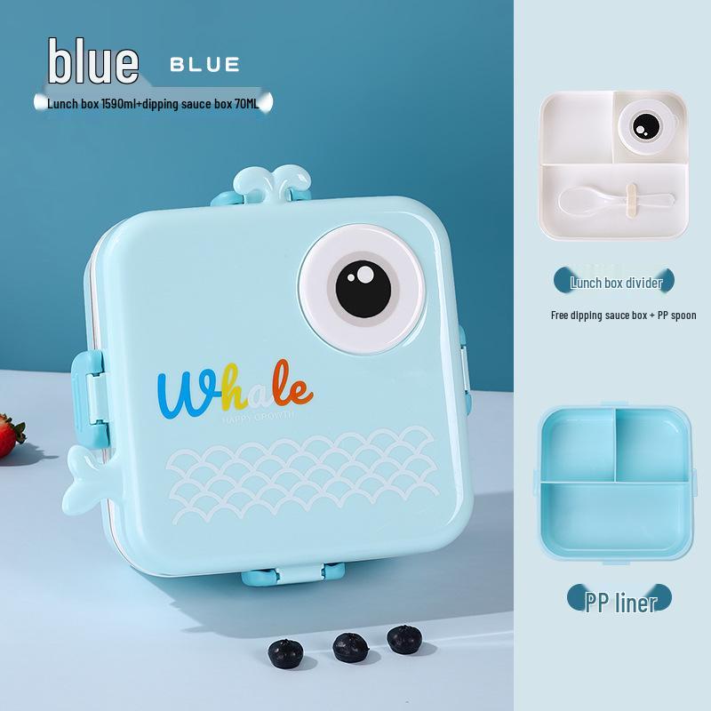 Мультяшный милый изолированный ланч-бокс из нержавеющей стали с приборами и отделением для соуса защита от ожогов герметичная крышка 1250₽