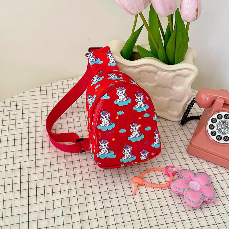Adorable Dinosaur Cartoon Crossbody Bag For Kids Lightweight Easy Carrying Red Pony