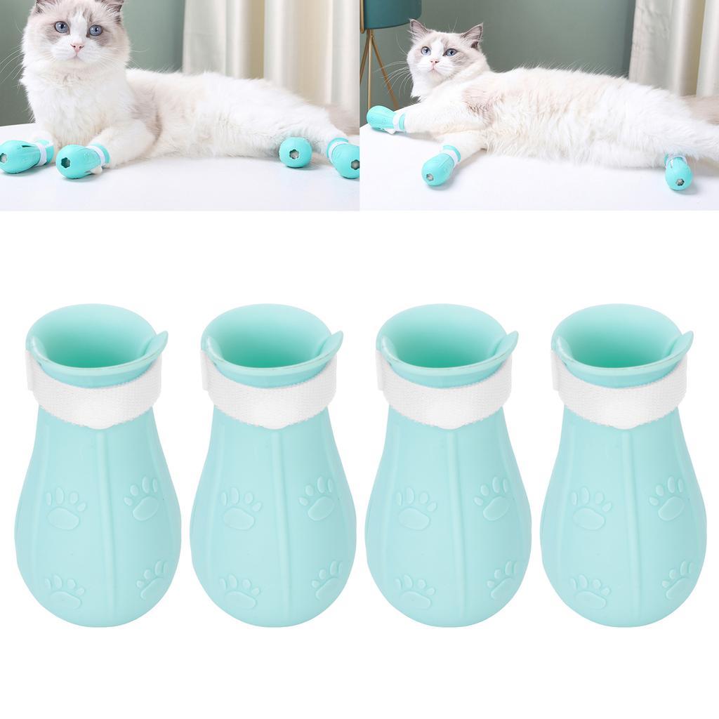 Cat Booties AntiScratch Cat Shoes Silicone Foot Covers Suitable for Pet Hospitals Pet Shops(Single Box Pink 4 Pcs )