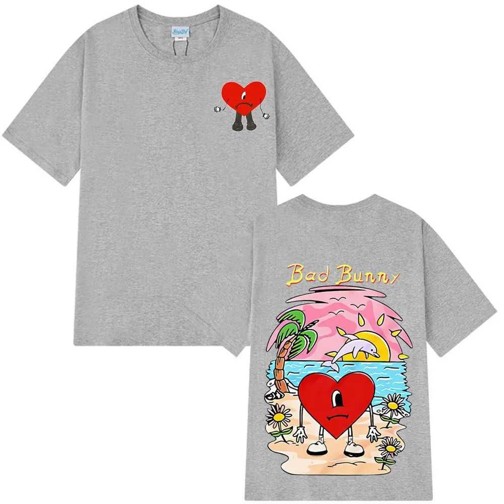

Wholesale Bad Bunny Un Verano Sin Ti Pattern Tshirt 2026 Unisex Cotton Oversized Hiphop Summer Tshirt Street Wear Y2K M