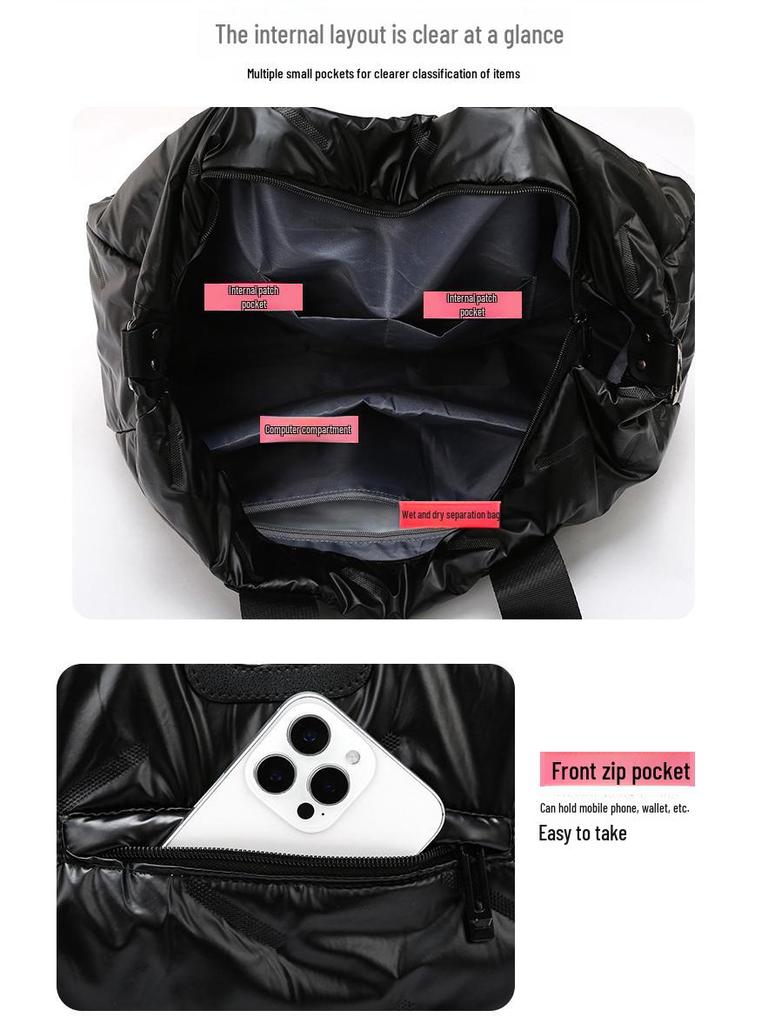 Dámská lehká velkokapacitní cestovní taška – na jedno rameno, do posilovny a bavlněná příruční taška