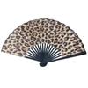 Fashion Leopard Print Folding Fan Large Elegant Classical Dance Fan Lightweight with Black Frame Silk Fan Women Party Gifts