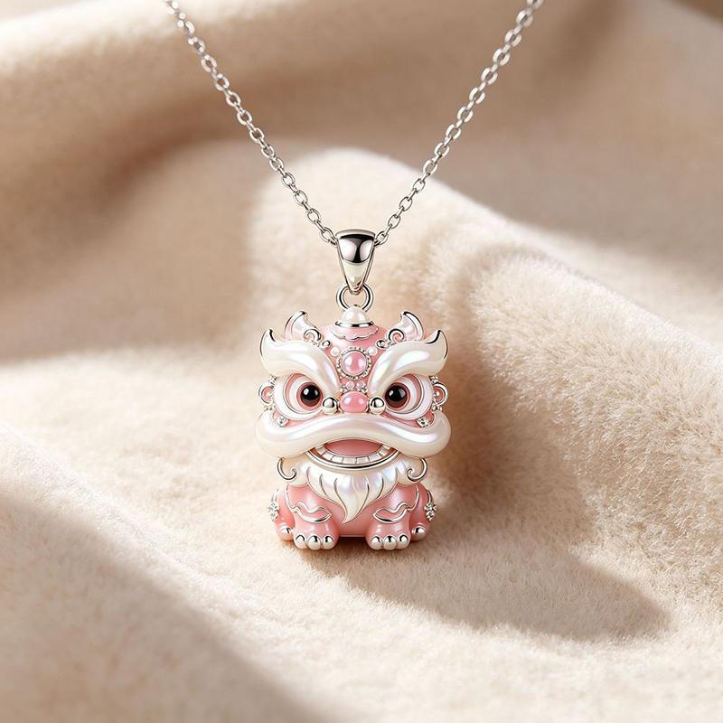 Chinese Mythology Nine-tailed Fox Enamel Pendant Necklace Fashion Minimalist Jewelry for Women Valentine's Day Gift for Her